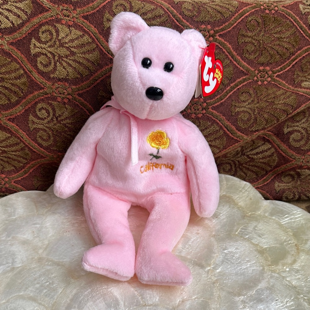 Ty California Poppy Bear with California Poppy Embroidery with tag.